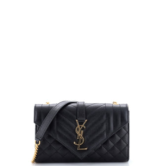 Saint Laurent Classic Monogram Envelope Satchel Mixed Matelasse Leather Small