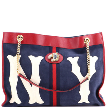 Gucci Rajah Chain Tote Suede with Applique Large