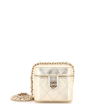 Chanel CC Turnlock Box Vanity Case with Chain Quilted Lambskin Mini