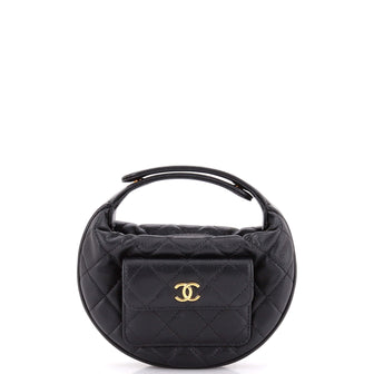 Chanel Polly Pocket Pouch Hobo Quilted Caviar Mini