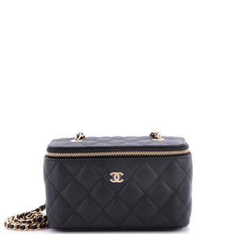 Chanel Classic Vanity Case with Chain Quilted Caviar Small