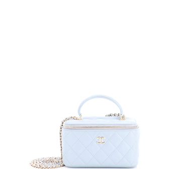 Chanel Classic Top Handle Vanity Case with Chain Quilted Lambskin Small