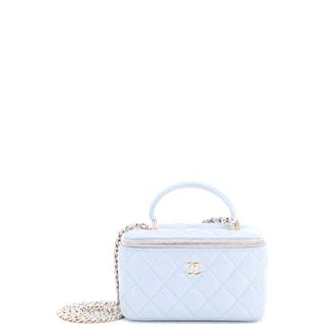 Chanel Classic Top Handle Vanity Case with Chain Quilted Lambskin Small