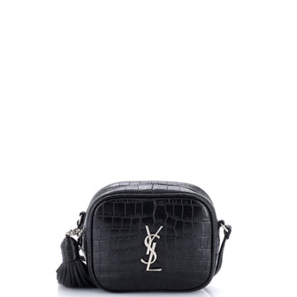 Saint Laurent Classic Monogram Blogger Crossbody Bag Crocodile Embossed Leather Small