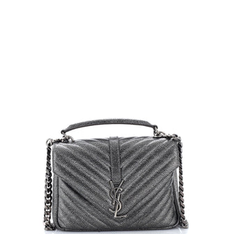 Saint Laurent Classic Monogram College Bag Matelasse Chevron Leather Medium