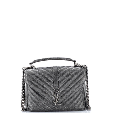 Saint Laurent Classic Monogram College Bag Matelasse Chevron Leather Medium
