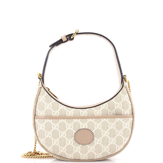 Gucci Interlocking G Patch Half Moon Hobo GG Coated Canvas Mini
