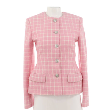 Versace Women's Medusa Collarless Button Up Jacket Tweed