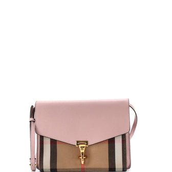 Burberry Macken Crossbody Bag Leather and House Check Canvas Small