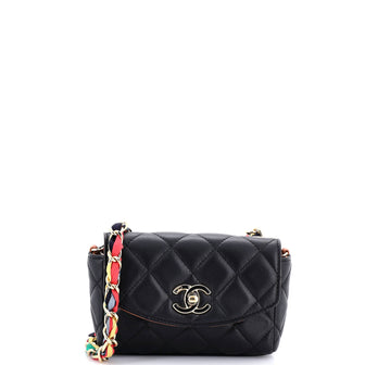 Chanel RIbbon Chain Flap Bag Quilted Lambskin Mini
