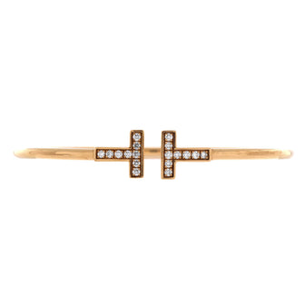 Tiffany & Co. T Wire Bracelet 18K Rose Gold with Diamonds