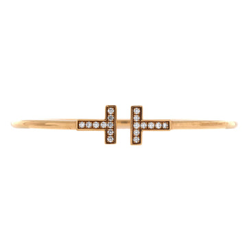 Tiffany & Co. T Wire Bracelet 18K Rose Gold with Diamonds