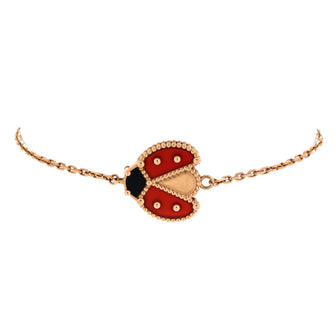 Van Cleef & Arpels Lucky Spring Open Wings Ladybug Bracelet 18K Rose Gold with Carnelian and Onyx