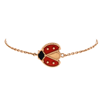 Van Cleef & Arpels Lucky Spring Open Wings Ladybug Bracelet 18K Rose Gold with Carnelian and Onyx