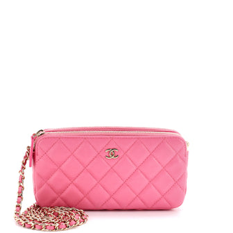 Chanel Double Zip Clutch with Chain Quilted Caviar