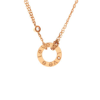 Cartier 2 Diamonds Love Pendant Necklace 18K Rose Gold and Diamonds