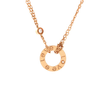 Cartier 2 Diamonds Love Pendant Necklace 18K Rose Gold and Diamonds
