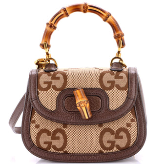 Gucci Bamboo 1947 Top Handle Bag Jumbo GG Canvas Mini