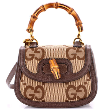 Gucci Bamboo 1947 Top Handle Bag Jumbo GG Canvas Mini