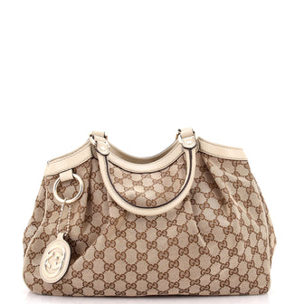 Gucci Sukey Tote GG Canvas with Leather Medium