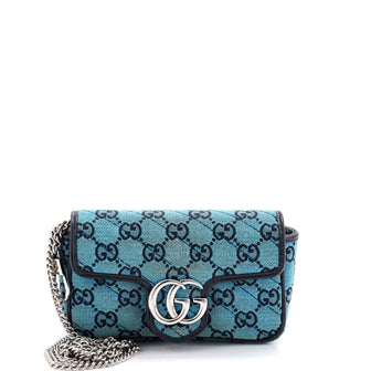 Gucci GG Marmont Flap Bag Diagonal Quilted GG Canvas Super Mini