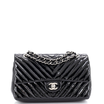 Chanel Classic Double Flap Bag Chevron Patent Medium