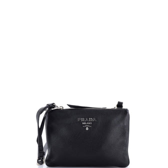 Prada Double Zip Crossbody Bag Vitello Phenix Small