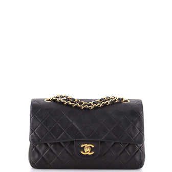 Chanel Vintage Classic Double Flap Bag Quilted Lambskin Medium