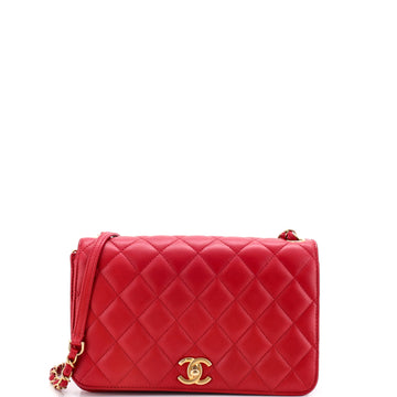 Chanel CC Side Chain Full Flap Bag Quilted Calfskin Medium