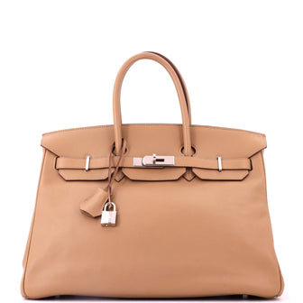 Hermes Birkin Handbag Brown Swift with Palladium Hardware 35