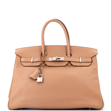 Hermes Birkin Handbag Brown Swift with Palladium Hardware 35