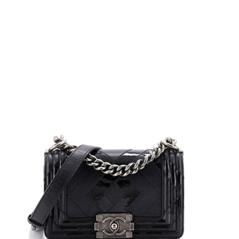 Chanel Boy Flap Bag Patchwork Caviar, Patent and Calfskin Small