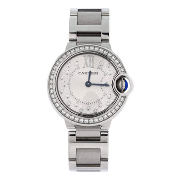 Cartier Ballon Bleu de Cartier Quartz Watch Stainless Steel with Diamond Bezel and Markers 28