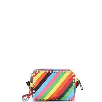 Valentino Garavani Rockstud 1973 Camera Crossbody Bag Striped Leather