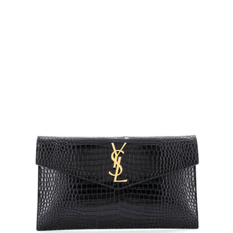 Saint Laurent Uptown Pouch Crocodile Embossed Leather