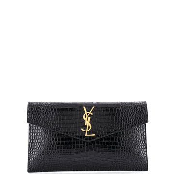 Saint Laurent Uptown Pouch Crocodile Embossed Leather