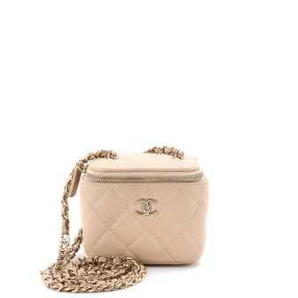 Chanel Tiny CC Link Vanity Case with Chain Quilted Caviar Mini
