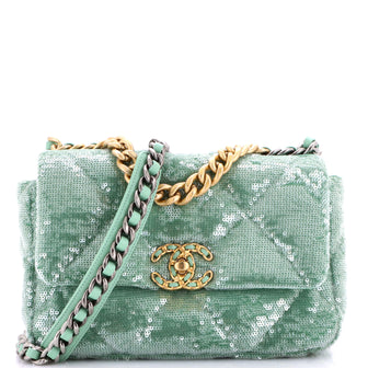 Chanel 19 Flap Bag Quilted Sequins Medium