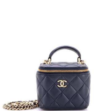 Chanel Classic Top Handle Vanity Case with Chain Quilted Lambskin Mini