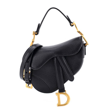 Christian Dior Saddle Handbag with Strap Leather Micro
