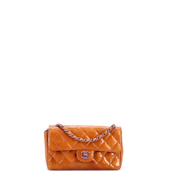 Chanel Vintage Classic Single Flap Bag Quilted Patent Small