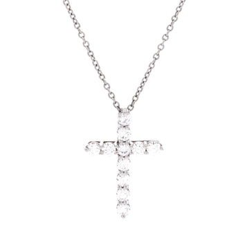 Tiffany & Co. Cross Pendant Necklace Platinum and Diamonds Small