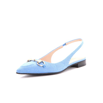 Gucci Women's Horsebit Slingback Flats GG Canvas