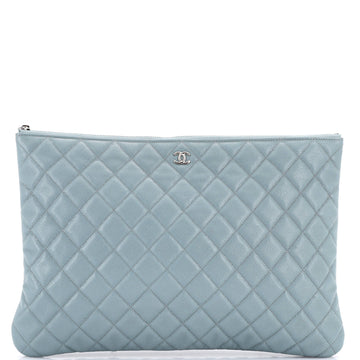 Chanel O Case Clutch Quilted Caviar Large