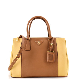Prada Bicolor Double Zip Lux Tote Saffiano Leather Medium