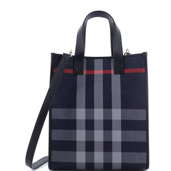 Burberry Book Tote Check E-Canvas Medium