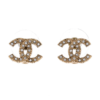 Chanel CC Stud Earrings Metal with Crystals