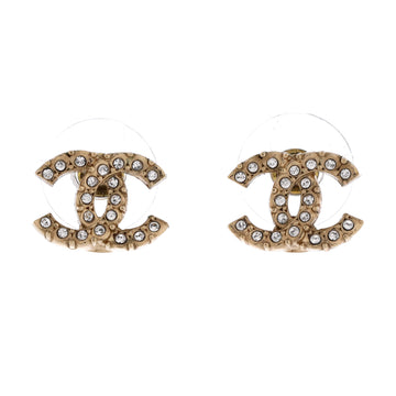 Chanel CC Stud Earrings Metal with Crystals