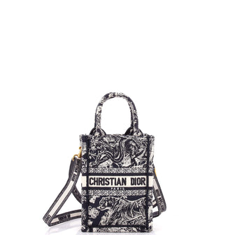 Christian Dior Book Tote Phone Bag Embroidered Canvas Mini