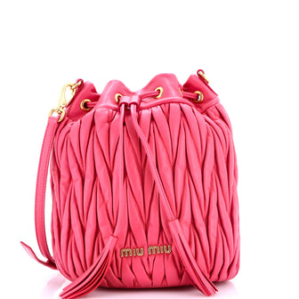 Miu Miu Drawstring Bucket Bag Matelasse Leather Mini